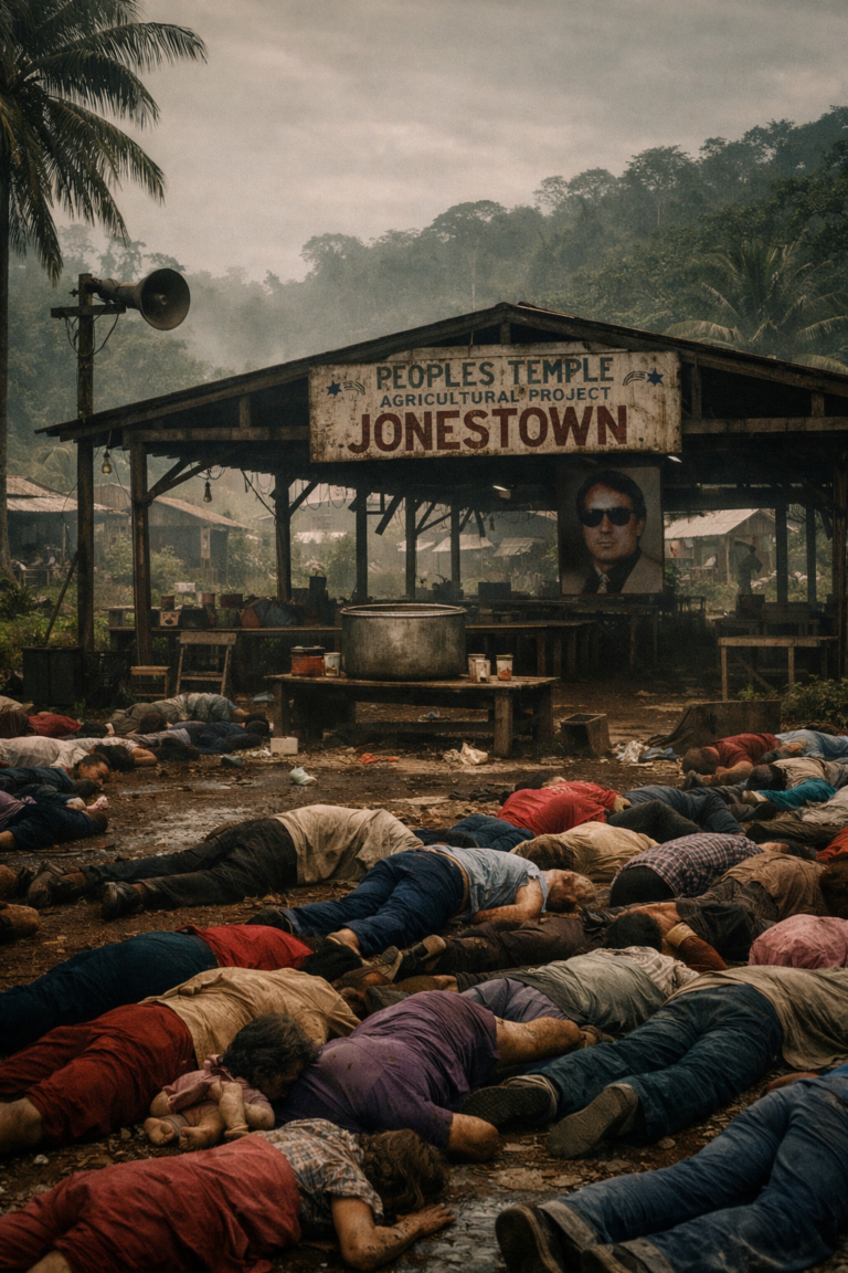 Jonestown Massacre Explained – The Last Broadcast, the Jungle Settlement, and the Day Peoples Temple Turned Into a Graveyard