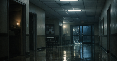 missybeversmurder cinematic church hallway before dawn
