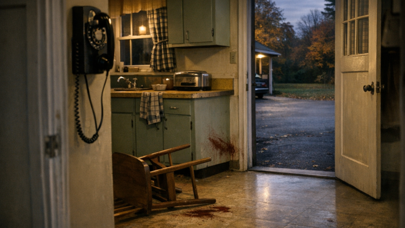 Joan Risch disappearance featured image showing a 1960s kitchen and quiet driveway at dusk