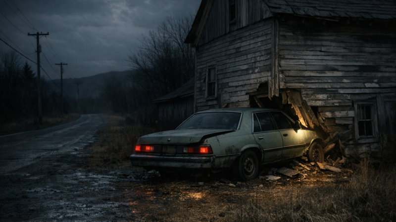 Brianna Maitland disappearance featured image showing an abandoned farmhouse and car at night